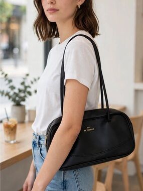 Just Be Yourself Black Shoulder Tote